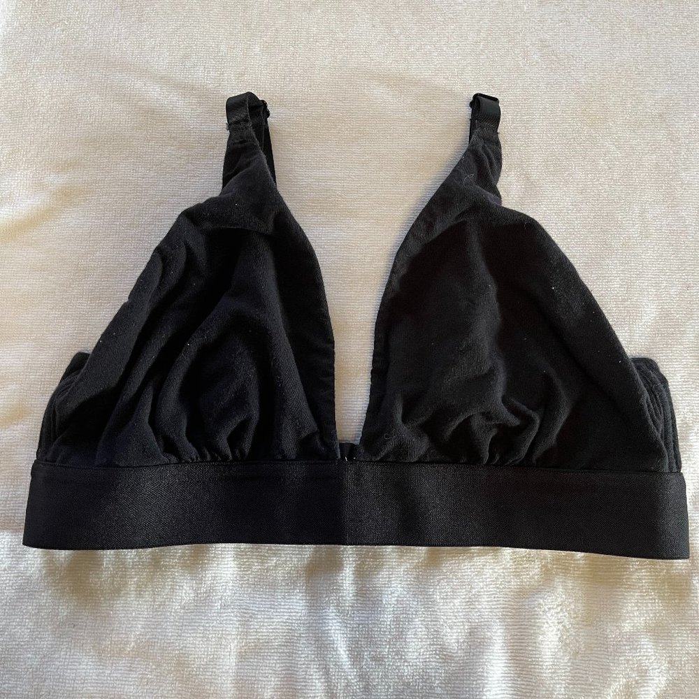 Cotton Triangle Bra - Black - Wirefree  - 34D 34DD 36C 36D